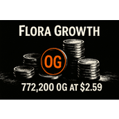 Flora Growth 完成首笔 0G 购入，以均价 2.59 美元买入 772,200 枚 0G