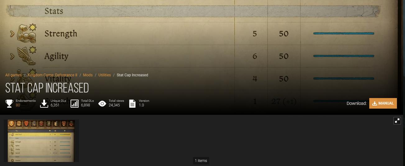 天国拯救2属性上限mod在哪里下载_怎样让属性上限变为50级