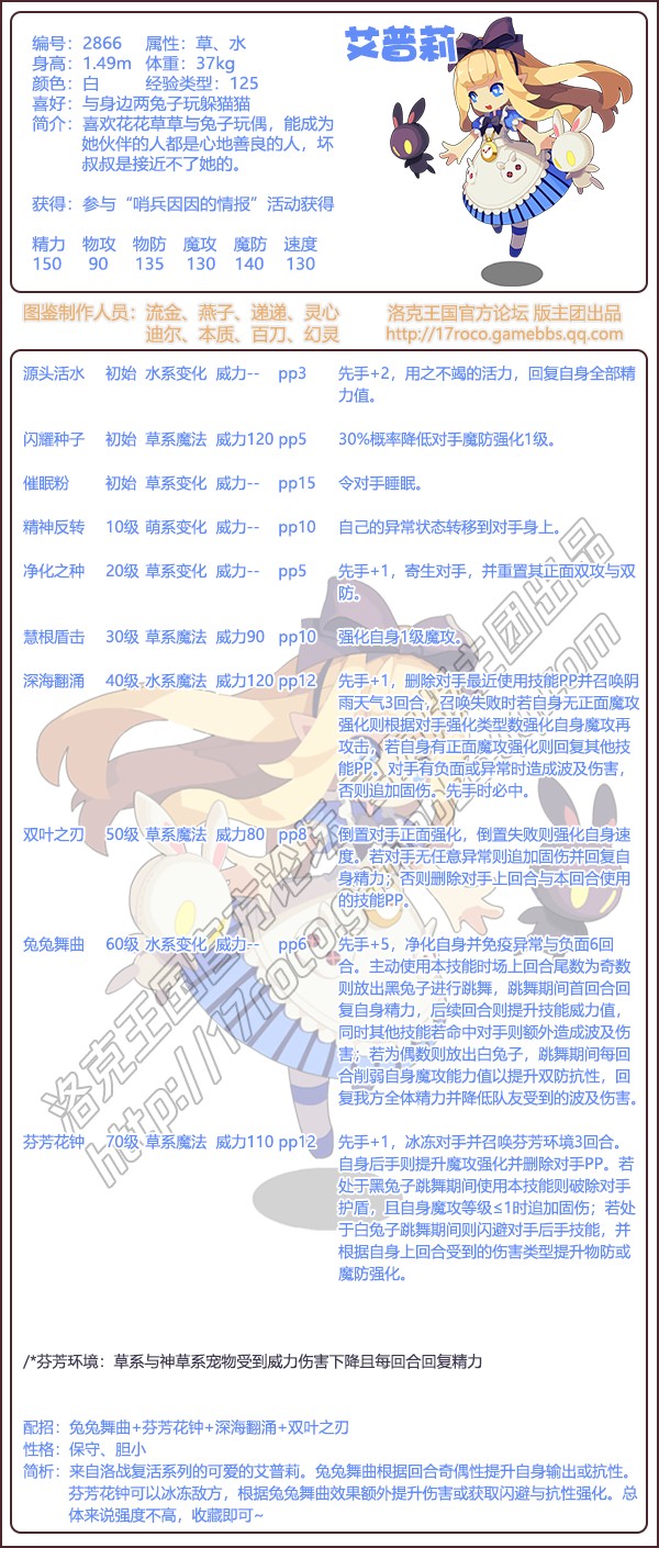 洛克王国艾普莉技能表