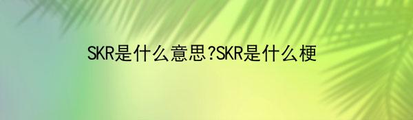 SKR啥意思-SKR梗的爆火秘密