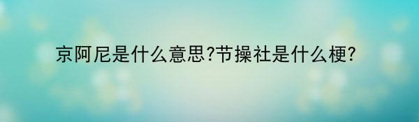 京阿尼是什么梗-节操社是什么意思？