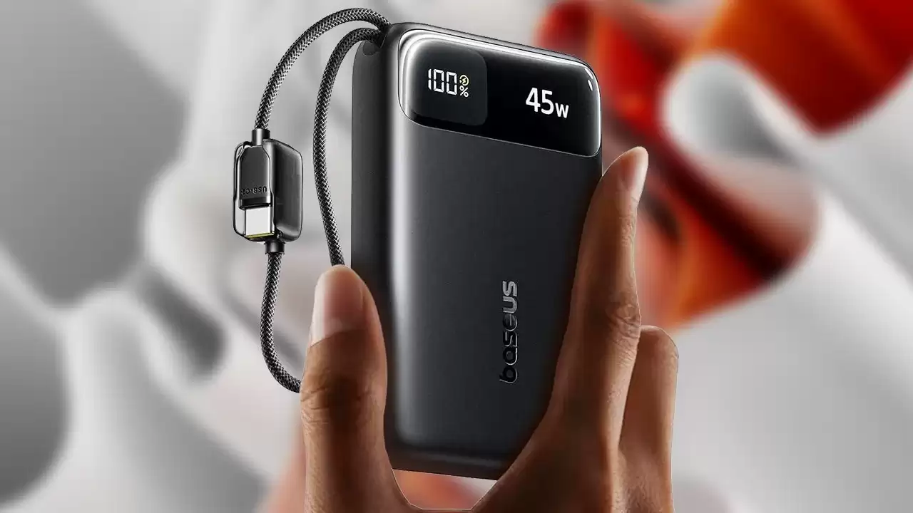 倍思20,000mAh大容量45W快充充电宝-自带双USB-C线领券价仅21美元