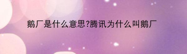 鹅厂是什么梗-腾讯为何被称鹅厂