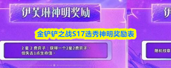 金铲铲之战S17选秀神明奖励表