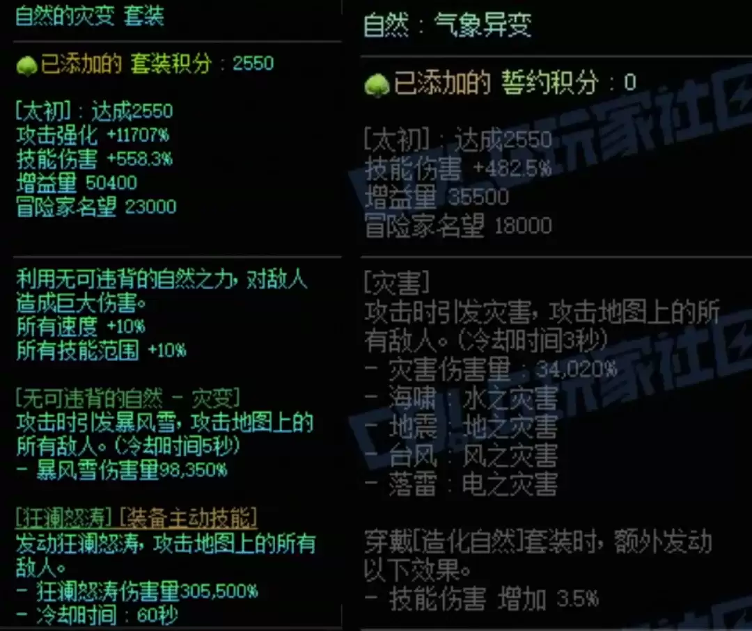 DNF自然套加自然中属性搭配一览