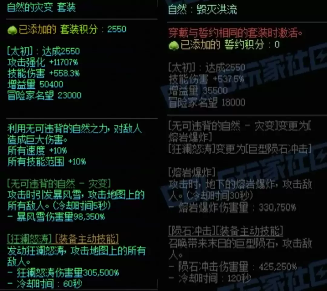 DNF自然套加自然右属性搭配一览