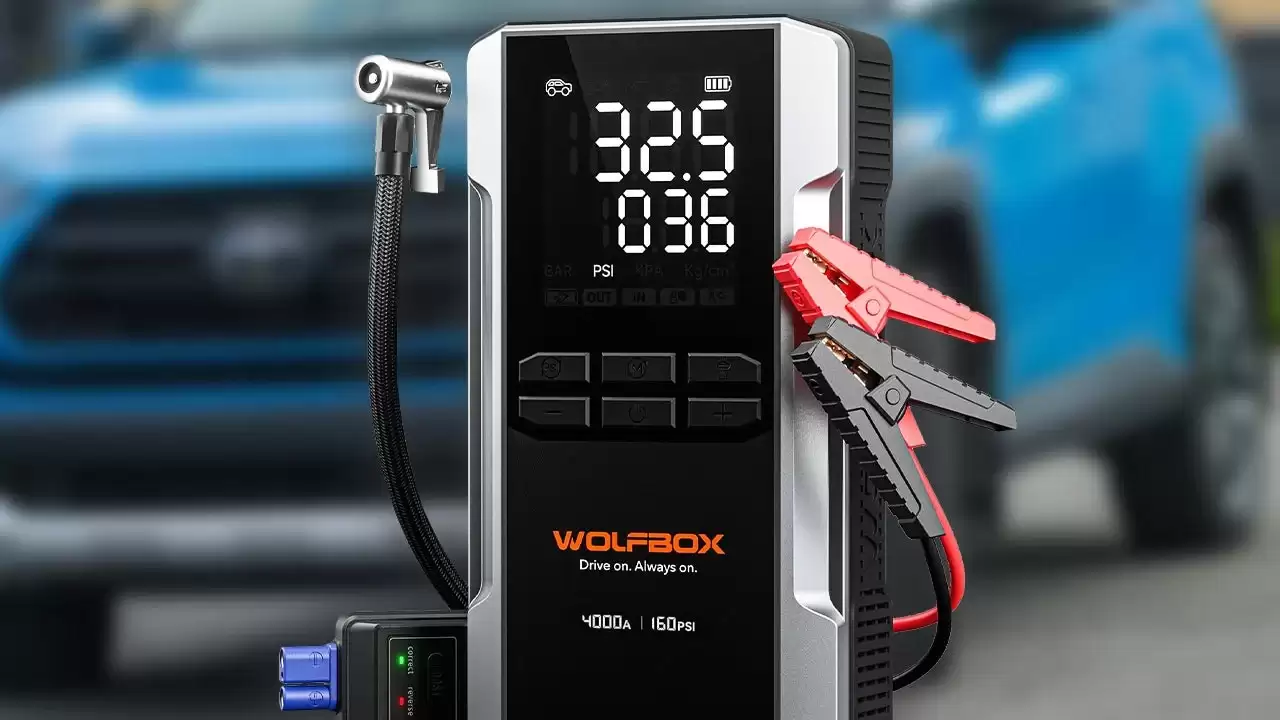 Wolfbox 4000A三合一无绳应急启动电源与充气泵及24000mAh充电宝现享4折优惠