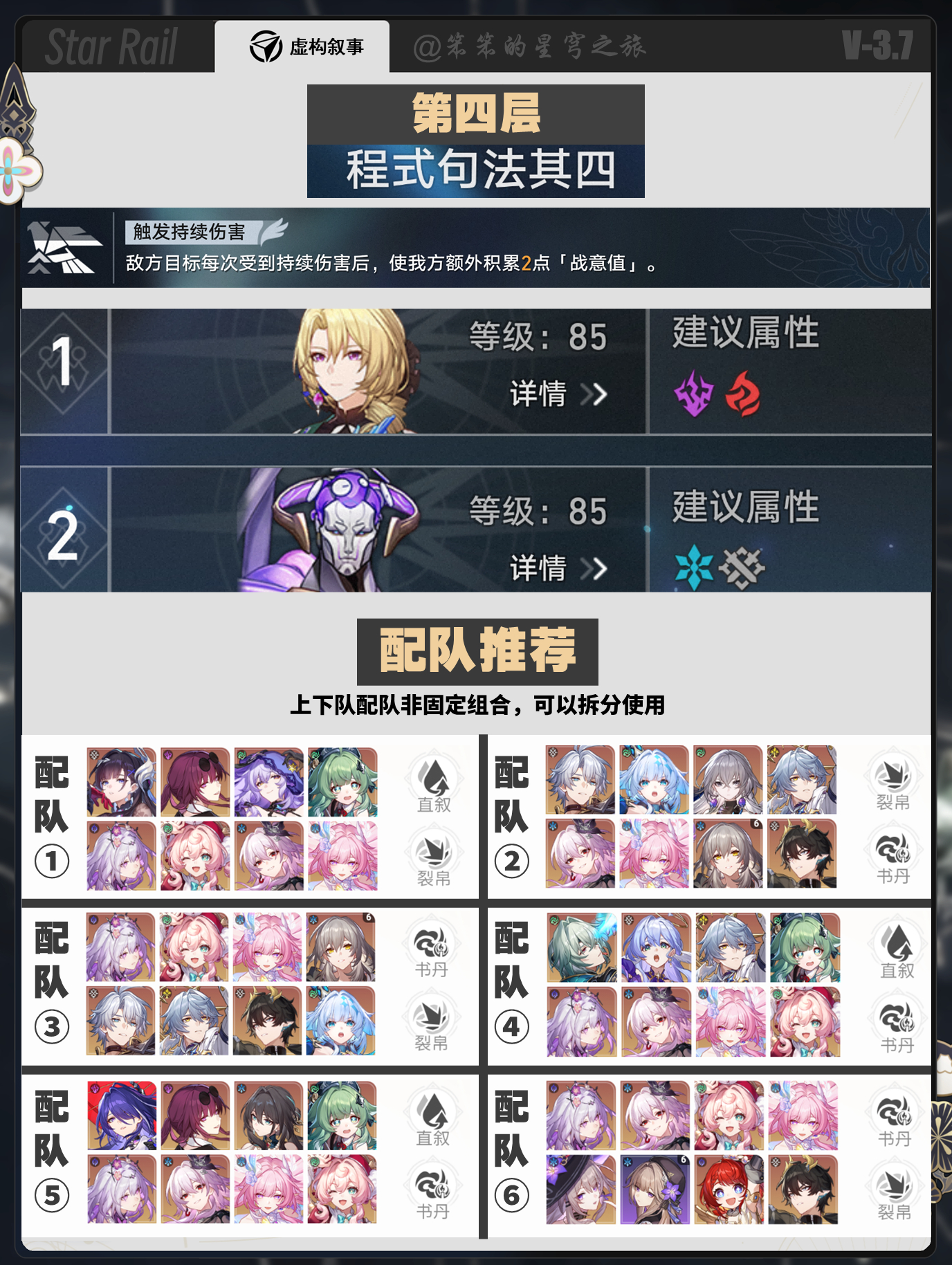 崩坏星穹铁道11月虚构叙事阵容怎么搭配