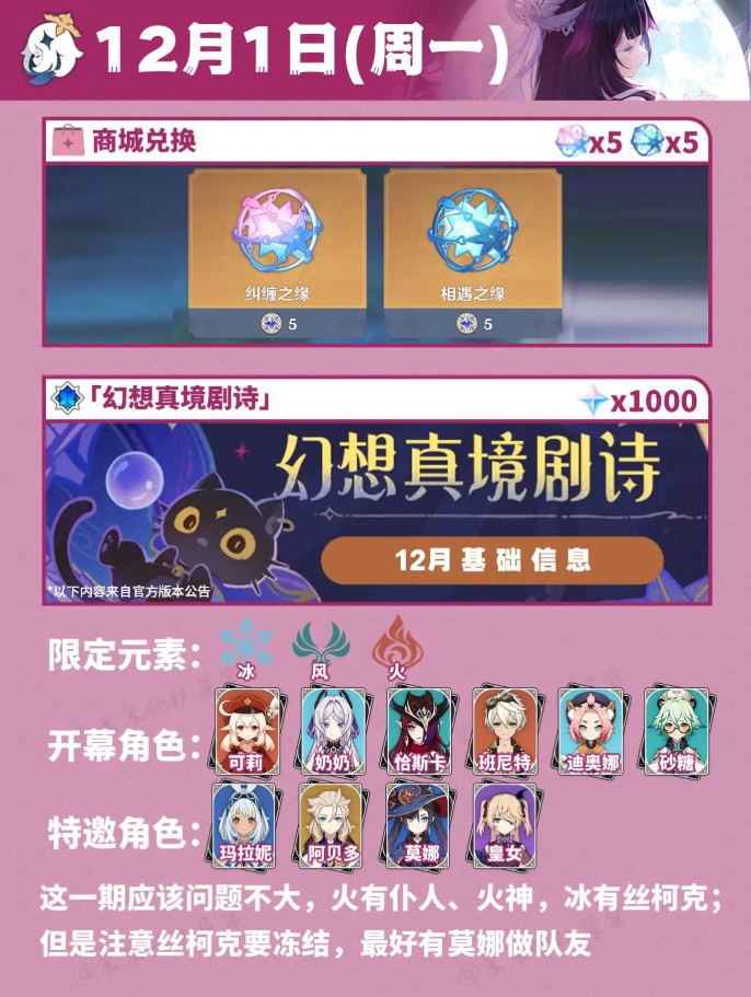 原神12月日历活动总汇一览