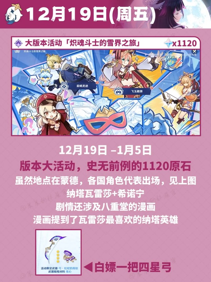 原神12月日历活动总汇一览