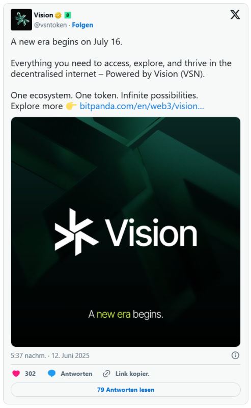 Vision（VSN）：Bitpanda 的新合并代币