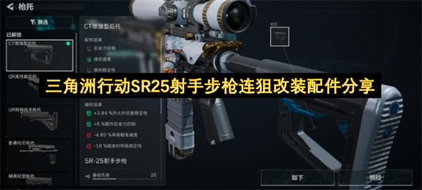 三角洲行动SR25射手步枪连狙改装配件分享