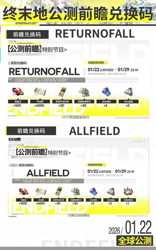 《明日方舟终末地》前瞻兑换码分享