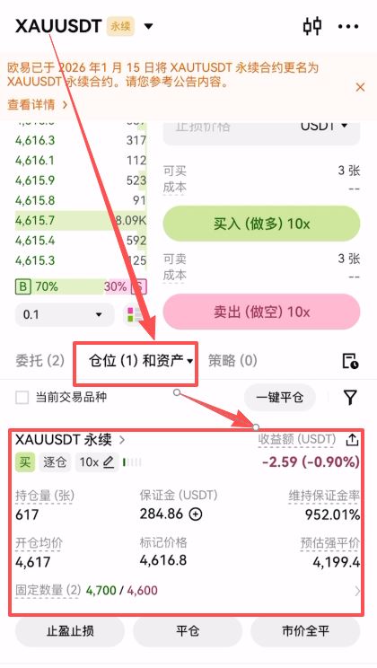 欧易使用USDT交易黄金
