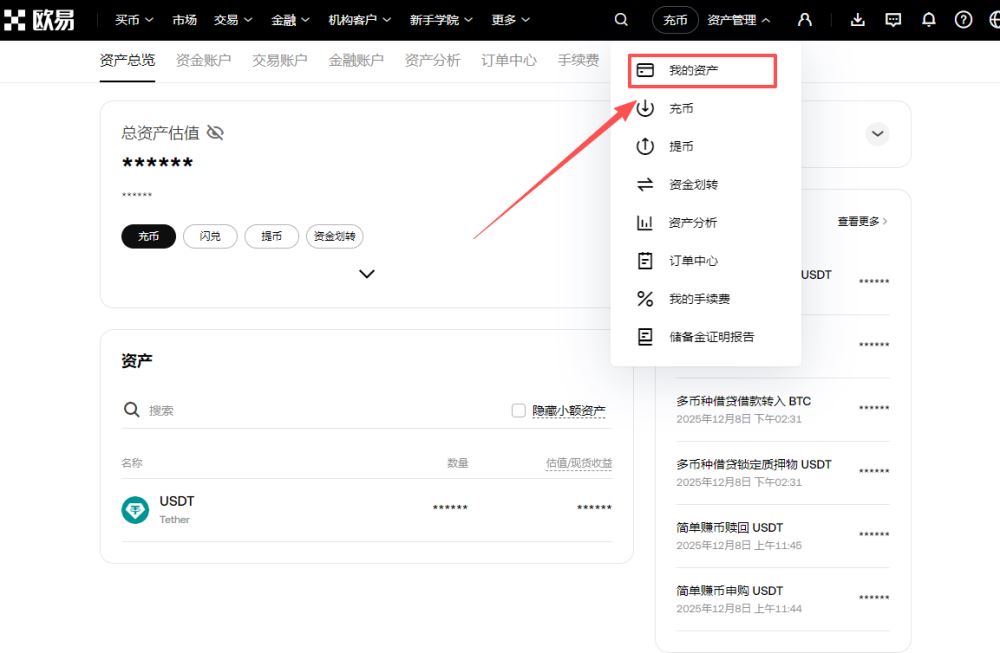 欧易OKX充值成功但资产没显示