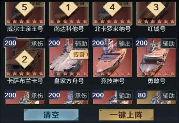 《王者舰队》北卡罗来纳号阵容搭配推荐