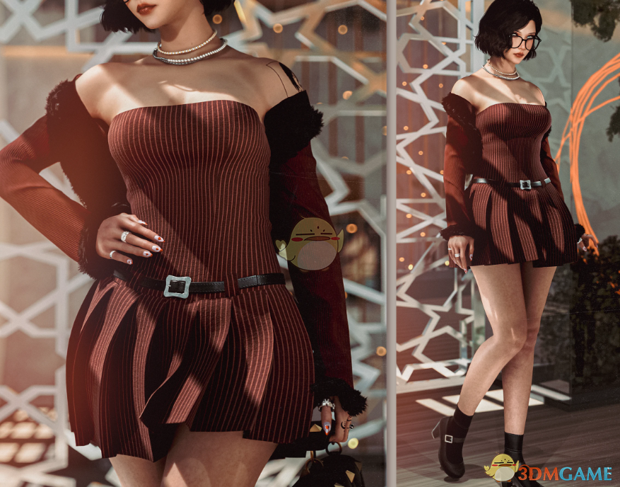 《赛博朋克2077》百褶迷你连体裙MOD