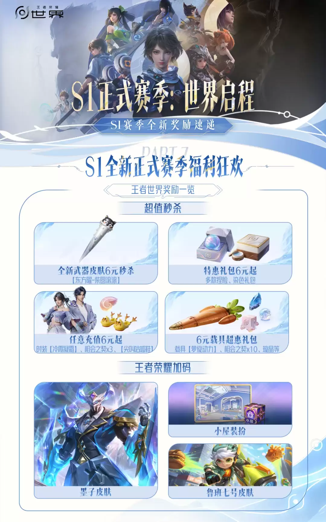 王者荣耀世界S1赛季更新内容一览