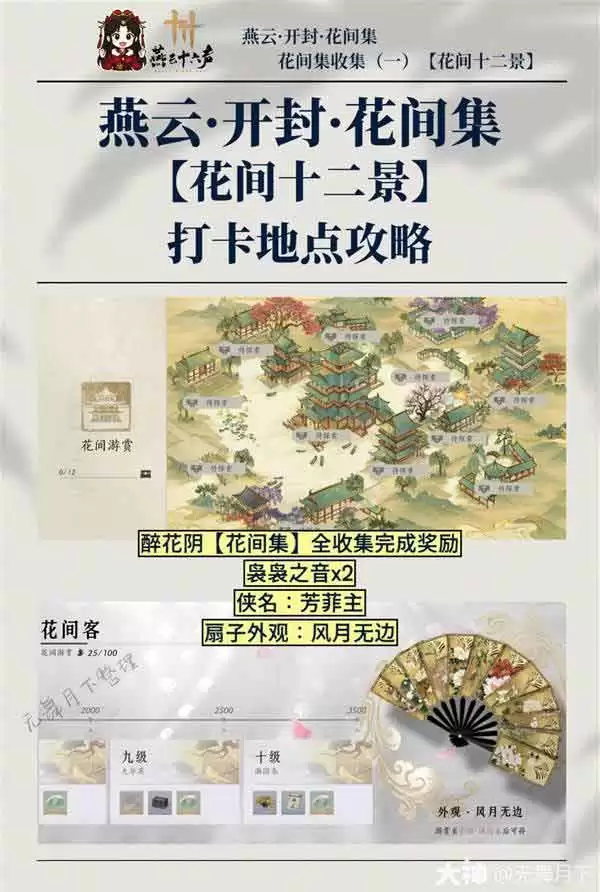 《燕云十六声》开封花间集花间十二景点位大全