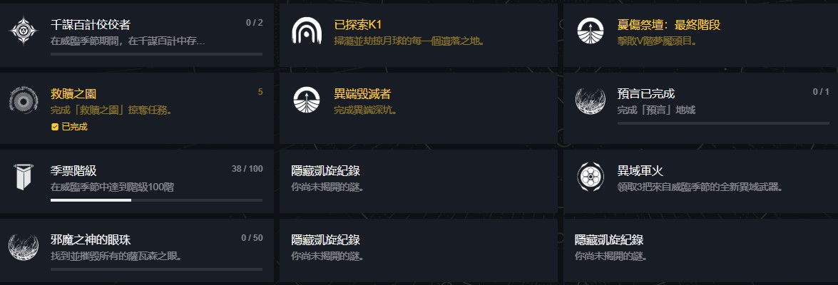 命运2成就列表
